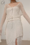 SWAYING/KNIT Washi Feather Cardigan SW22SST48 White PS46